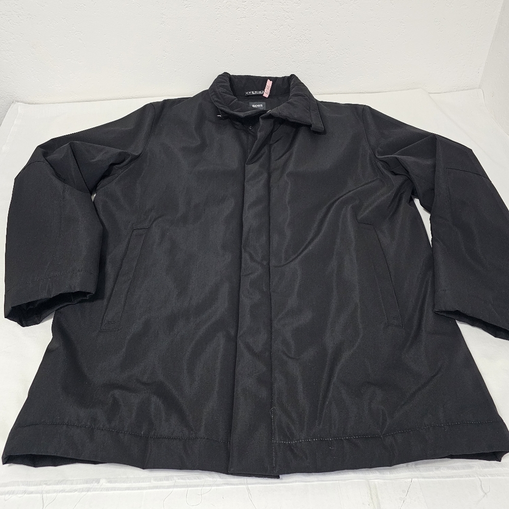 Hugo Boss Classic Black Ceek Raincoat Size 42R Large Men's